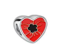 2Burned Poppy Flower Love Heart Photo Alloy Zinc Bracelet Charm Bead Gift Fit Pandora
