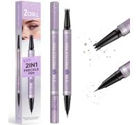 2CHILL 2-in-1 Freckle Pen Pro, All-in-One Freckle Stamp and Eyebrow Pen, Waterproof and Long-Lasting for All-Day Wear, Natural Sun-Kissed Fake Freckles Makeup,for All Skin Types (Light Brown)