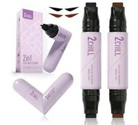 2CHILL 2 PCS Eyeliner Stamp Set, Dual-End Rotatable Liquid Eyeliner Pencil, Waterproof & Smudge-Proof Long Lasting Makeup, Winged Eyeliner for Beginners and Makeup Enthusiasts, Black & Brown