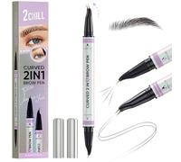 2CHILL 30° Curved Eyebrow Pencil, Magic 2 in 1 Eyebrow Pen Pro, Waterproof Eye Brow Pen with 2 Tips, Vivid Microblading Brow Pencils for Women, Last All Day Makeup (05 Black)