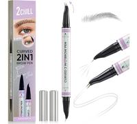 2CHILL 30° Curved Eyebrow Pencil, Magic 2 in 1 Eyebrow Pen Pro, Waterproof Eye Brow Pen with 2 Tips, Vivid Microblading Brow Pencils for Women, Last All Day Makeup (06 Grey)