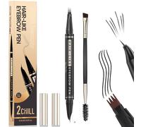 2CHILL 30° Curved Eyebrow Pencil, Magic 2 in 1 Eyebrow Pen Pro, Waterproof Eye Brow Pen with 4 Tips, Vivid Microblading Brow Pencils for Women, Last All Day Makeup (05 Black)