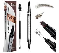 2CHILL 30° Curved Eyebrow Pencil, Magic 2 in 1 Eyebrow Pen Pro, Waterproof Eye Brow Pen with 4 Tips, Vivid Microblading Brow Pencils for Women, Last All Day Makeup (05 Black) (Dark Brown)