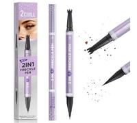 2CHILL Waterproof 2 in 1 Freckle Pen Pro, Long-Lasting Dual Head Freckle Stamp and Eyebrow Pen, Easy Natural Sun-kissed Fake Freckles Makeup for All Skin Types (03 Dark Brown)