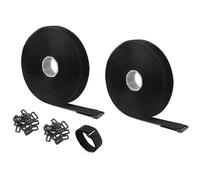 2cm/2.5cm x 5m Hook and Loop Securing Straps with 50 Buckles, Easy to use 、Free Cut Length 、Adjustable Reusable Fastening Cable Ties, Cable Management