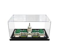 2cm Walnut Wood Grain Display Box, Coffee Black high-end countertop Display Box, Suitable for Lego 21030 Capitol Building, 3mm Thick Transparent Display Cabinet (Black+Mirror+3MM)