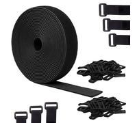 2cm x 10m Adjustable Cable Straps with 50 Buckles, Free-Cut, Reusable Cable Ties Hook and Loop Ties for Cable Management, Wire Organizer, and Cord Tidy