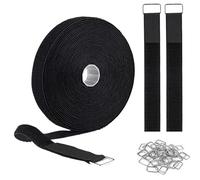 2cm x 5m Velcro Cable Ties Hook and Loop Tape with 25 Metal Buckles, Reusable Cable Ties Cut-to-Length Adjustable Velcro Straps Nylon Securing Cinch Strap for Cable Tidy Wire Management Cord Organiser