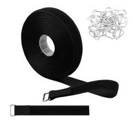 2cm x5m Hook and Loop Straps with 25 Metal Buckles,Cut-to-Length Reusable Cable Ties, Adjustable Nylon Securing Cinch Straps for Organising Cables Hoses Sports Gear Camping and DIY Projects