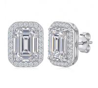 2ct Emerald Cut Moissanite Stud Earrings for Women 925 Sterling Silver Moissanite D VVS1 GRA Certified