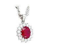 2ct Luxury Handmade Fine Jewelry Genuine Ruby Red Diamond Necklaces Princess Diana Ruby Pendant 18k White Gold Silver Jewelry September Birthstone Necklace Rubi Birthday gift for her