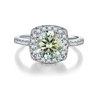 2ct Moissanite Rings D Color VVS1 Diamond 925 Sterling silver Wedding Anniversary Promise Engagement for Women with Certificate(Blue Green,6)