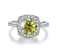 2ct Moissanite Rings D Color VVS1 Diamond 925 Sterling silver Wedding Anniversary Promise Engagement for Women with Certificate(Green,6)