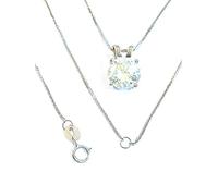 2ct tw HANDMADE Certified Diamond Wedding Necklaces for women Gold Solid 18k White GOLD 8mm Solitaire Diamond Necklace 4 Prong 18" Adjustable Chain Bridal Shower Daughter Inlaw Luxury DiamondNecklace