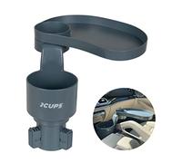 2CUPS Car Cup Holder Expander and Attachable Tray, Fits Yeti/Hydroflasks/Nalgene 16-40 oz. Dual Cup Holder with Adjustable Swivel Tray. Organizer Table for car, Truck, Automotive