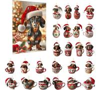 2D 2025 Dachshunds Advent Calendar 24 Days Christmas Countdown Calendar Xmas Gift Tree Ornament Pendant Hanging Christmas dachshunds Dog with Collectible,with 2025 dogadvent 2025 2025 Collecti