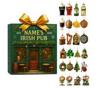 2D 2025 Irish Pub Advent Calendar, 24 Days Christmas Countdown Calendar without Repeat, Bar Culture Pendant, Ideal Gift for Spirits Connoisseurs (A)