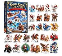 2D 24 Day Countdown Countdown Santa Claus Ornaments | Countdown for Christmas with Santa Figures for Door Shelf Tree Wall Bookcase Kids Collectors