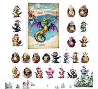2D , 24 Days Interior Decoration - Dragon Ornaments Christmas Calendar | For Office Car Living Room Bedroom Door Window Birthday Party