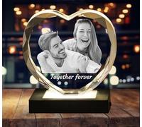 2D/3D crystal photo heart personalized with light base custom engraved photo crystal cube 3D picture in glass anniversary memories gift for mother's Day Christmas valentines day Birthday Wedding…