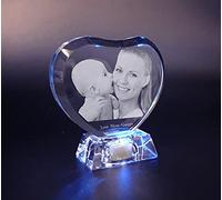 2D/3D crystal photo Personalized Custom 3D picture in glass Engraved crystal heart keepsake with Your Own Picture(Birthday,Wedding Gift,Mothers Day gift,Valentine's,Christmas)