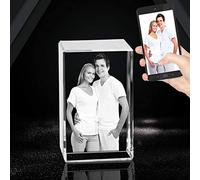 2D/3D Laser Engraved Crystal Photo Frame Personazlied Picture and Text on Glass Cube Valentines Mom's Day Gifts for Her Women (2D,6 x 6x 9 cm)
