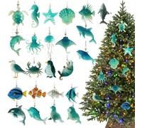 | 2D Acrylic Advent Decoration Christmas | Calendar with Pendants of Sea Animals - For Backpack Breed Table Living Room Bedroom Window Door