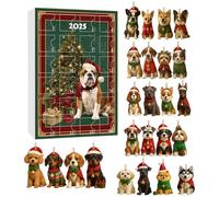- 2D Acrylic Advent Decoration in Dog Shape, 24 Days of Christmas Tree Decoration, for Home, Tree Desk, Party, Window Door Party
