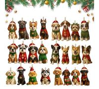 | 2D Acrylic Advent Decoration in Dog Shape, Christmas Decoration for 24 Day Dogs, Christmas Party, Tree Desk, Window Door Wall