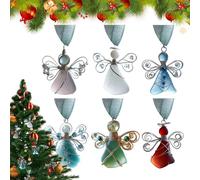 2D Acrylic Angel Coastal Pendant, 6 Pieces Handmade Sea Glass Angel Ornamen, Beach Glass Angels Image for Christmas Tree Hanging Decor, Sea G-lass Art for Workplace Living Room Kitchen Entryway