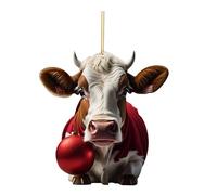 2D Acrylic Cartoon Fun Christmas Cow Christmas Tree Ornament Acrylic Cartoon Cute Cow Ornament Double Print White Elephant Gift Swinging Penguin (G, One Size)