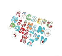 2D Acrylic Christmas Alphabet Ornament 8cm Santa Hat Holly