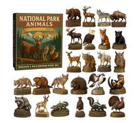 2D Acrylic Christmas Countdown Calendar - 24-Day National Park Animal Ornaments, Holiday Wall Decoration, Seasonal Collectible Display, Festive Home Ornament | Winter Window Setup, Family Celebration