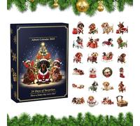 2D Acrylic Christmas Counting Calendar Puppy Decoration - 24 Days Christmas Tree Decorations for Dogs, for Home Window Wall Party Winter Celebration
