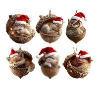 2D Acrylic Cute Animal Ornaments Set 6, forest Hanging Accent for Tree | 6 forest Animal Ornaments, 2D Acrylic Craft, Hanging Accent for Tree Bag Key Car Mirror Backpack Bookshelf Room Window