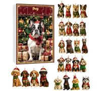 , 2D Acrylic Dog Themed Pendant for Countdown - 24 Days Christmas Decorations for Dogs - for Christmas Tree House Holiday Window Door Wall