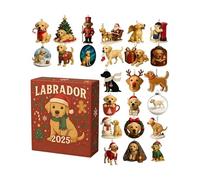 2D Acrylic Festive Cute Dog Ornaments | 24 Days Advent Labrador Retriever Pendant Christmas Calendar | Ornament Countdown Labrador Dog Charm For Owners & Dogs Lovers