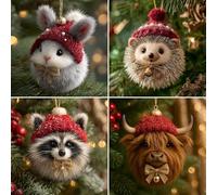 2D Acrylic Forest Animal Acorn Ornaments, Cozy Woodland Animal Christmas Ornaments, 2026 New Pine Cone Animals Decoration, Woodland Creature Christmas Hanging Ornament for Home Decor