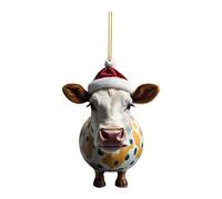 2D Acrylic Funny Cow Christmas Tree Decorations Acrylic Double Printed Ornaments Christmas Cow Ornaments Cute Animal Seasonal Décor