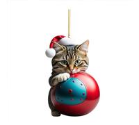 2D Acrylic Funny Cute Cat Christmas Tree Ornament Acrylic Double Printing Christmas Pendant Personalised Christmas Tree Hanging Classroom Library Window Living Room Pendant Gift 1PC
