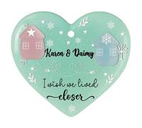 2D Acrylic Green Heart Ornament, "I wish we lived closer" 2025 Christmas Pendant for Friend Relationship Souvenir Xmas Tree Hanging Decorations Friendship Souvenir Decor (Heart-04)