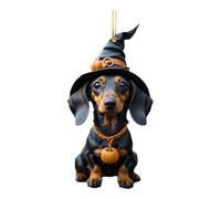 2d Acrylic Halloween Dog Pendant - Dachshund Themed Home and Car Decoration | Dachshund Ornament, Festive Autumn Hanging Ornament for Offices, bar, Cafes, Kitchen, Patio, Porch, window, Gates