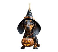2d Acrylic Halloween Dog Pendant - Dachshund Themed Home and Car Decoration | Dachshund Ornament, Festive Autumn Hanging Ornament for Offices, bar, Cafes, Kitchen, Patio, Porch, window, Gates