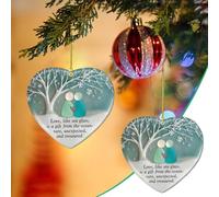 2D Acrylic Heart Christmas Ornament, Meaningful Keepsake for Family Love & Unity, Heartfelt Xmas Tree Decoration, Holiday Celebration Souvenir with Snowflake & Family Figure Design (G)