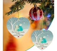 2D Acrylic Heart Christmas Ornament, Meaningful Keepsake for Family Love & Unity, Heartfelt Xmas Tree Decoration, Holiday Celebration Souvenir with Snowflake & Family Figure Design (B)
