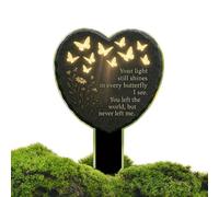2D Acrylic Heart Stake, Heart Shape Grave Marker Decoration, Flower Texture Memorial Yard Stake, Cemetery Ornaments For Graveside Memorial Garden