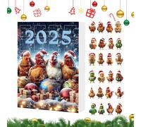 2D Acrylic Hen Postejo - Christmas Tree Jewelry with 24 Days Countdown Calendar 2025 Animal Trailer for Christmas Tree Car Window Door Wall | Kids