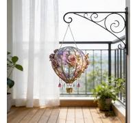 2D Acrylic Hot Air Balloon Sun Catcher, Hangable Solar Lantern Window Decoration Pendant for Courtyard Pathway Porch Farmhouse Patio and Garden Decor (Pink_A)