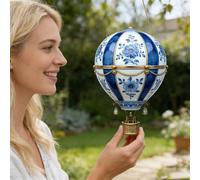 2D Acrylic Hot Air Balloon Sun Catcher, Hangable Solar Lantern Window Decoration Pendant for Courtyard Pathway Porch Farmhouse Patio and Garden Decor (Blue_C)