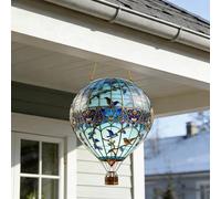 2D Acrylic Hot Air Balloon Sun Catcher, Hangable Solar Lantern Window Decoration Pendant for Courtyard Pathway Porch Farmhouse Patio and Garden Decor (Blue_F)